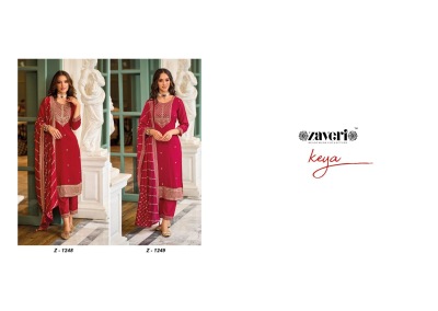 Zaveri by keya premium silk embroidery kurti pant with heavy fancy dupatta at wholsale rate  kurtis catalogs