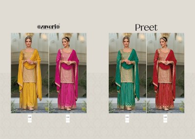 Zaveri by preet premium silk with heavy embroidered designer readymade suit catalogue readymade suit catalogs