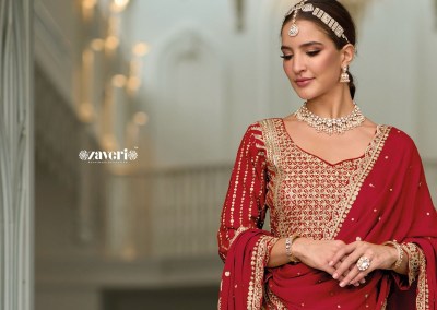 Zaveri by preet premium silk with heavy embroidered designer readymade suit catalogue readymade suit catalogs