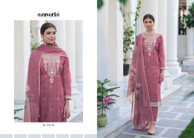 Zaveri new mirza silky cotton embroidery work ready made salwar suits catalogue wholesale   kurtis catalogs