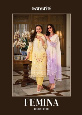 Zaveri present Femina colour edition  soft organza fancy embroidery work readymade suit catalogue at low rate Zaveri  women beauty 