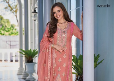 Zaveri presents aakriti heavy organza with fancy embroidered readymade suit catalogue at amaviexpo  readymade suit catalogs