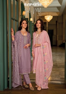 Zaveri women beauty Jil Mil Vol 2 soft organza embroidery readymade suit catalogue 