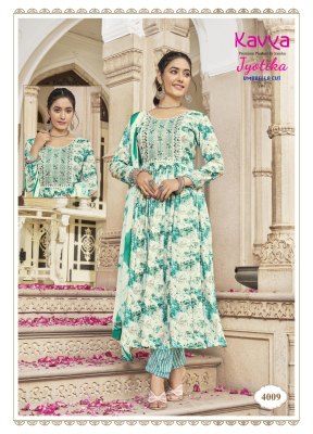 Jyotika vol 4 by Kavya capsual foil printed anarkali suit catalogue at affordable rate readymade suit catalogs