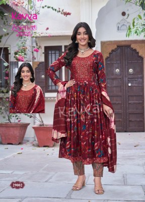 Zeenat vol 29 by Kavya Capsule foil Printed Nyra cut top bottom and dupatta catalogue at affordable rate readymade suit catalogs