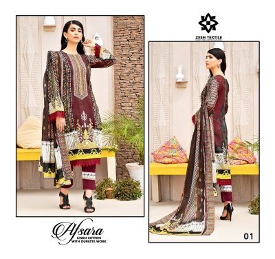 Zesh by Afsana Pure cotton digital printed Exclusive Embroidered unstitched suit catalogue at amaviexpo salwar kameez catalogs