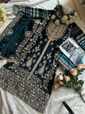 Ziaaz by Designer no 393 georgette embroidered pakistani suit catalogue at low rate pakistani suit catalogs