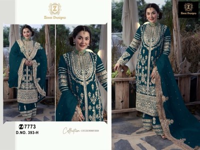 Ziaaz by Designer no 393 georgette embroidered pakistani suit catalogue at low rate pakistani suit catalogs