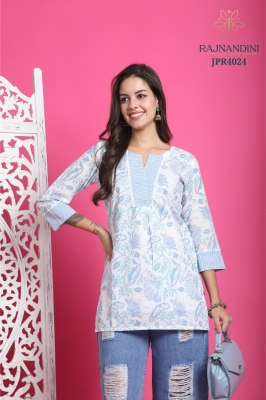 Zoori by Rajnandini Jaipur Print Special Pure Cambric Cotton Printed Tunics with Handwork catalogue western wear catalogs