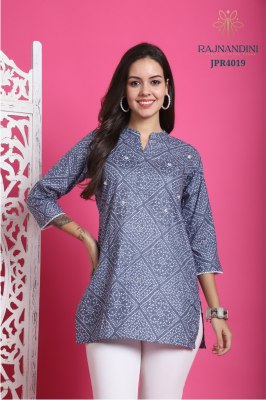 Zoori by Rajnandini Jaipur Print Special Pure Cambric Cotton Printed Tunics with Handwork catalogue western wear catalogs