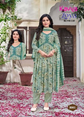 Zoya Vol 8 by Kavya Premium reyon printed Aliya cut kurti pant and dupatta catalogue at affordable rate  readymade suit catalogs