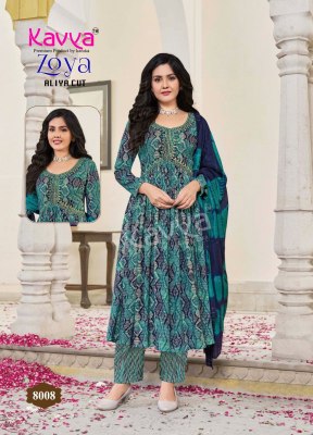 Zoya Vol 8 by Kavya Premium reyon printed Aliya cut kurti pant and dupatta catalogue at affordable rate  readymade suit catalogs