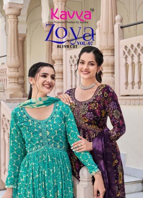 Zoya vol 7 by Kavya premium reyon foil printed top bottom and dupatta catalogue  wholesale catalogs