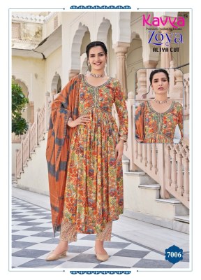 Zoya vol 7 by Kavya premium reyon foil printed top bottom and dupatta catalogue  readymade suit catalogs