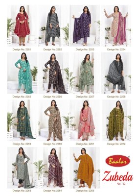 Zubeda vol 22 by Baalar Pure cotton printed readymade suit catalogue at affordable rate readymade suit catalogs