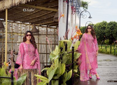 Zulfat Designer Suits Sana Safina Unstitched Collection Pure Cotton Top with Exclusive Embroidery, Mal Mal Cotton Printed Dupatta Cotton Bottomth Embr dress material catalogs