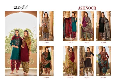 Zulfat by Ashnoor pure heavy jam cotton unstitched dress material at low rate salwar kameez catalogs