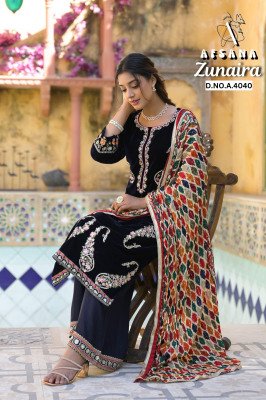Zunaira Afsana 4040 Velvet Collection Kurti with Multi Embroidery Pashmina Digital Print Wholesale wholesale catalogs