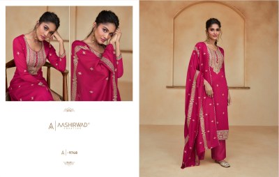 aashirwad creation by ziana premium unstitched collection of  designer dress material at wholesale price dress material catalogs