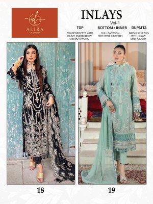 alira fashion new presents inlays vol 1 georgette Pakistani salwar kameez wholesale  pakistani suit catalogs