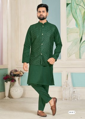 amavi by swayamvar heavy banglori silk kurta polo pant and koti with heavy embroidery sequence work both side at wholesale rate mens kurta