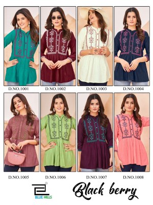 blue hills kurti by black barry heavy reyon embroidered top western top catalogue at wholesale price western wear catalogs