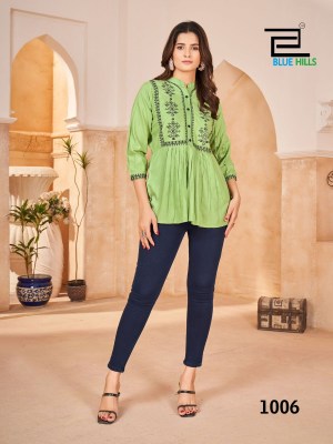 blue hills kurti by black barry heavy reyon embroidered top western top catalogue at wholesale price western wear catalogs