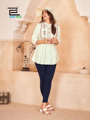 blue hills kurti by black barry heavy reyon embroidered top western top catalogue at wholesale price western wear catalogs