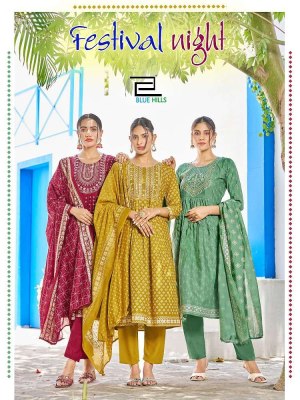 blue hills new festival night Nayra Cut ready made salwar kameez catalogue wholesale  Blue hills Kurti 