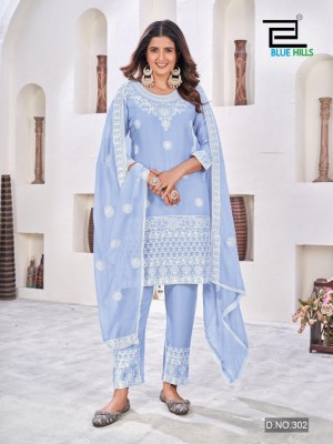 blue hills present Heenaz vol 3 reyon fancy embroidered readymade suit catalogue at affordable rate readymade suit catalogs