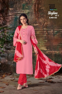 blue hills present skyline vol 7 reyon embroidered readymade suit catalogue at wholesale price  readymade suit catalogs