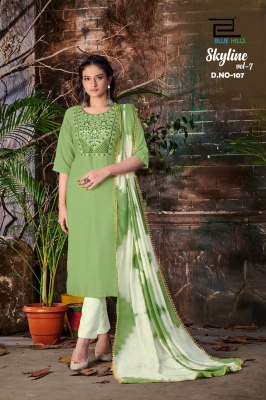 blue hills present skyline vol 7 reyon embroidered readymade suit catalogue at wholesale price  readymade suit catalogs