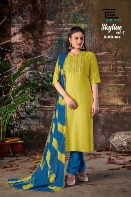 blue hills present skyline vol 7 reyon embroidered readymade suit catalogue at wholesale price  readymade suit catalogs