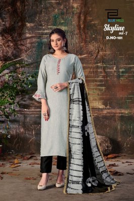 blue hills present skyline vol 7 reyon embroidered readymade suit catalogue at wholesale price  readymade suit catalogs