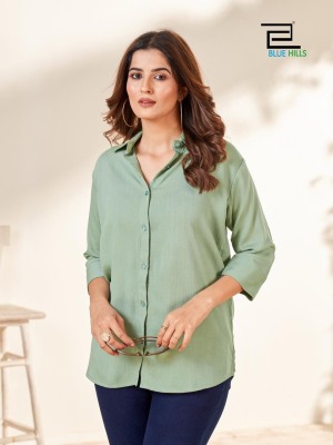 blue hills present traveller rinkle rayon plain tops catalogue at affordable rate western wear catalogs