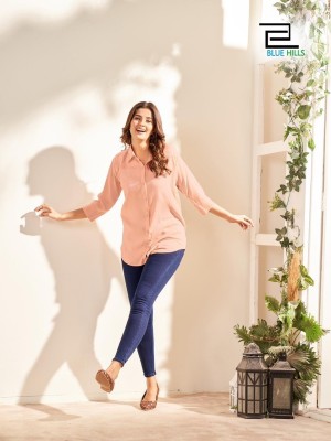 blue hills present traveller rinkle rayon plain tops catalogue at affordable rate western wear catalogs