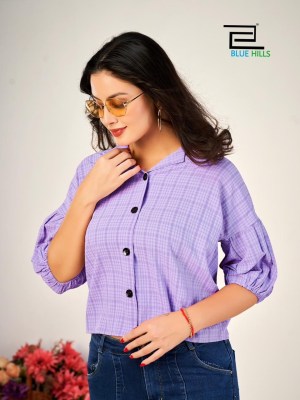 blue hills presenting martini heavy bsy self checks pattern  girls shirt catalog at wholesale price western wear catalogs