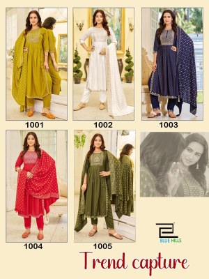 blue hills presenting trend capture designer nayra cut with full sequence work kurti pant dupatta catalog at wholesale rate kurtis catalogs