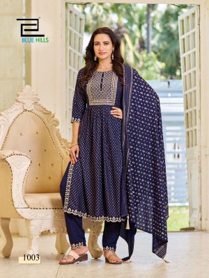 blue hills presenting trend capture designer nayra cut with full sequence work kurti pant dupatta catalog at wholesale rate kurtis catalogs