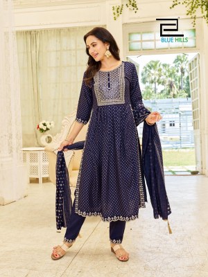 blue hills presenting trend capture designer nayra cut with full sequence work kurti pant dupatta catalog at wholesale rate kurtis catalogs