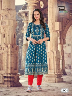 blue hills presents Divine Nayra Cut rayon printed Kurti wholesaler price in India  kurtis catalogs