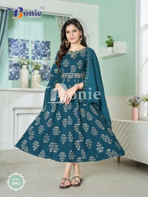 bonie morni rayon ghera anarkali  stylish Kurti with dupatta set catalogue wholesale  kurtis catalogs