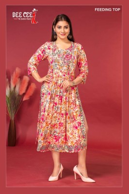 dee cee by bhakti reyon foil print feeding kurti catalog at wholesale price kurtis catalogs