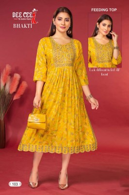 dee cee by bhakti reyon foil print feeding kurti catalog at wholesale price kurtis catalogs