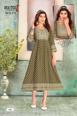 deecee by Malini Flared heavy reyon kurti with dori work kurti catalogue kurtis catalogs