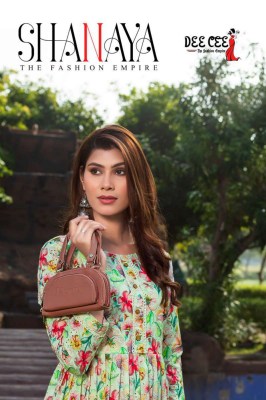 deecee by Shanaya flaired reyon printed chikan butti fabric kurti catalog at affordable rate Dee cee