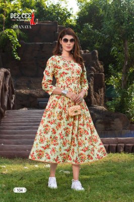 deecee by Shanaya flaired reyon printed chikan butti fabric kurti catalog at affordable rate kurtis catalogs