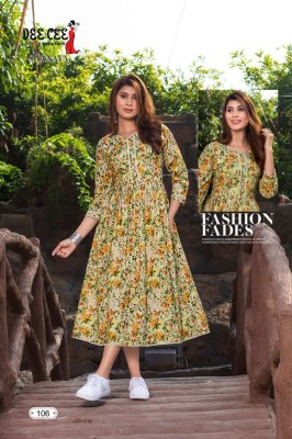 deecee by Shanaya flaired reyon printed chikan butti fabric kurti catalog at affordable rate kurtis catalogs