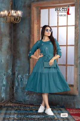 deecee by harchi fancy kurti with seleve work and belt catalog at wholesale price  kurtis catalogs