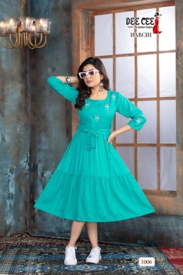 deecee by harchi fancy kurti with seleve work and belt catalog at wholesale price  kurtis catalogs